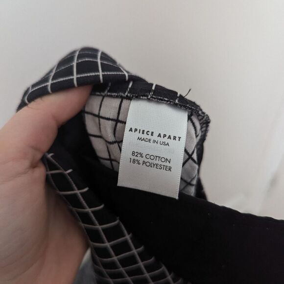 Apiece Apart black white cream windowpane checks print tapered work pant trouser - Picture 3 of 4